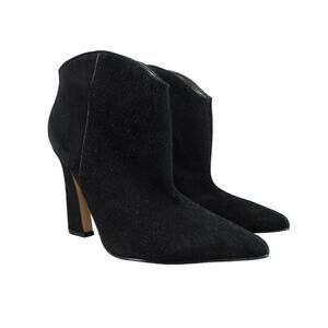 Marc Fisher Shoes Womens 7.5 Booties Point Toe Black Suede Classic Heeled Boots